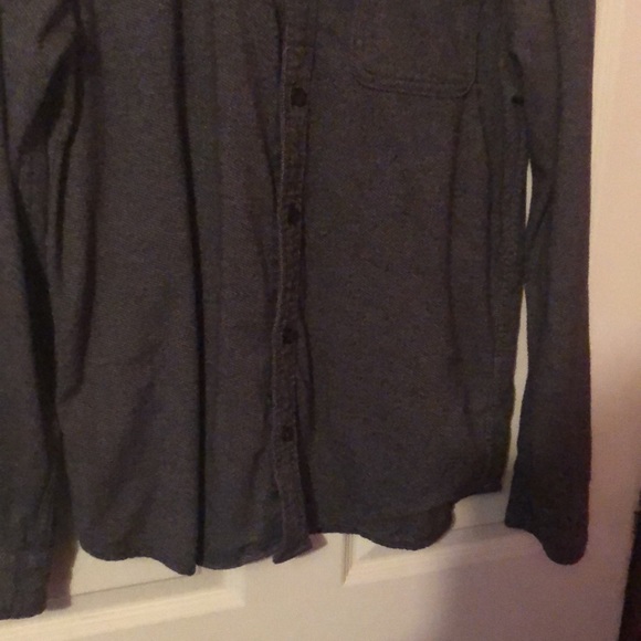 Hollister Gray Textured Patterned Pocket Flannel Mens Large L - Picture 5 of 13